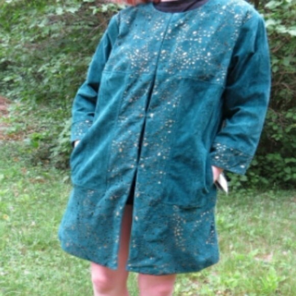 CHI Carlos Falchi Green Leather Jacket NTW Cut Out - Picture 4 of 9